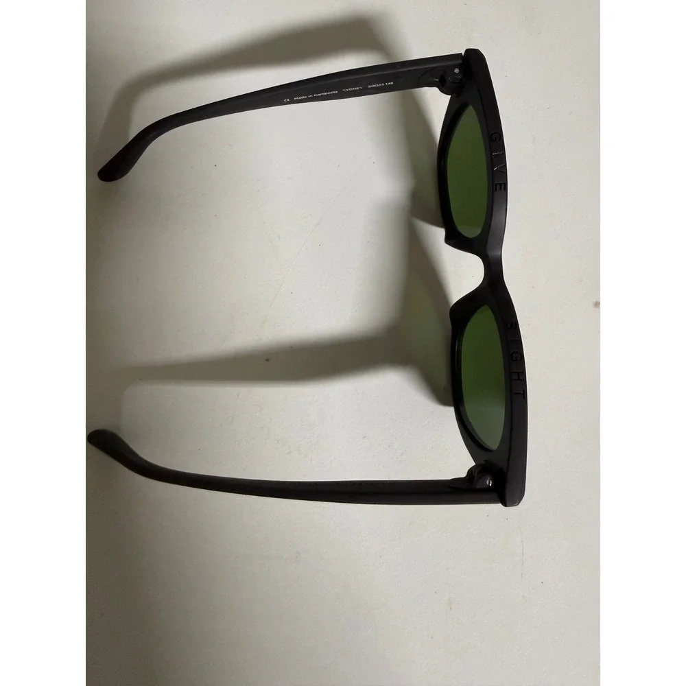 TOMS Sydney Matte Black Cat Eye Sunglasses Green Lens 50-23-148